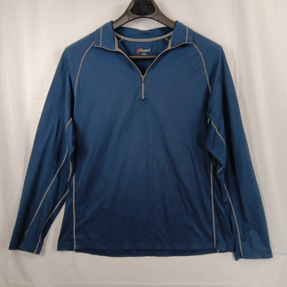 Cloudveil Shirt Men's Size XL Blue 1/4 Zip Athletic Pullover Long Sleeve